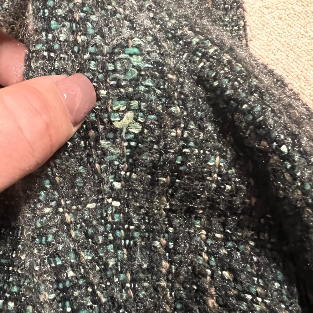 Classiques Entier Women Green Black tweed jacket Size M 3/4 length sleeves Lined - Picture 13 of 13